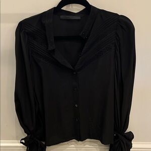 Chic Black Women's Blouse with Bow Details